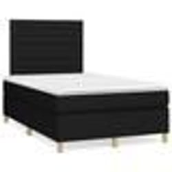 vidaXL Sommier à lattes de lit avec matelas noir 120x190 cm tissu - 120 x 190 cm