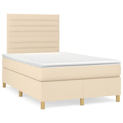 vidaXL Sommier à lattes de lit avec matelas crème 120x190 cm tissu - 120 x 190 cm