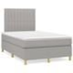 vidaXL Sommier à lattes de lit et matelas gris clair 120x190 cm tissu - 120 x 190 cm