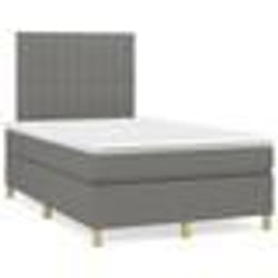 vidaXL Sommier à lattes de lit avec matelas gris foncé 120x190cm tissu - 120 x 190 cm