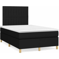 vidaXL Sommier à lattes de lit avec matelas noir 120x190 cm tissu - 120 x 190 cm