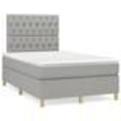 vidaXL Sommier à lattes de lit et matelas gris clair 120x190 cm tissu - 120 x 190 cm
