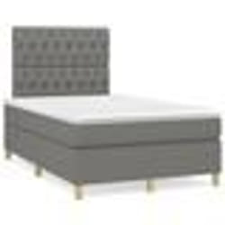 vidaXL Sommier à lattes de lit avec matelas gris foncé 120x190cm tissu - 120 x 190 cm