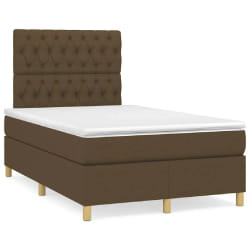 vidaXL Sommier à lattes de lit et matelas marron foncé 120x190cm tissu - 120 x 190 cm