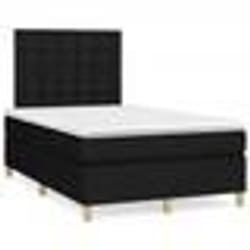 vidaXL Sommier à lattes de lit avec matelas noir 120x190 cm tissu - 120 x 190 cm