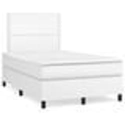 vidaXL Sommier à lattes de lit avec matelas blanc 120x190cm similicuir - 120 x 190 cm