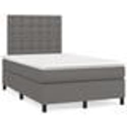 vidaXL Sommier à lattes de lit avec matelas gris 120x190 cm similicuir - 120 x 190 cm