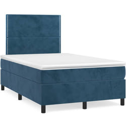 Vidaxl Sommier À Lattes De Lit Et Matelas Bleu Foncé 120x190cm Velours