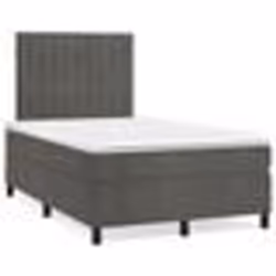 vidaXL Sommier à lattes de lit et matelas gris foncé 120x190cm velours - 120 x 190 cm