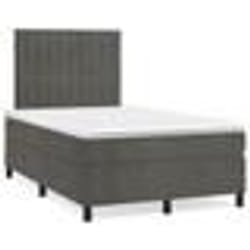 vidaXL Sommier à lattes de lit et matelas gris foncé 120x190cm velours - 120 x 190 cm