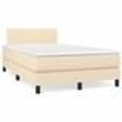 vidaXL Sommier à lattes de lit matelas et LED crème 120x190 cm tissu - 120 x 190 cm