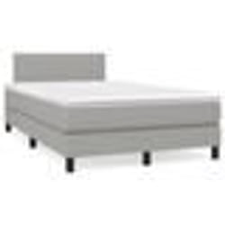 vidaXL Sommier à lattes de lit matelas LED gris clair 120x190 cm tissu - 120 x 190 cm