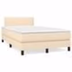 vidaXL Sommier à lattes de lit matelas et LED crème 120x190 cm tissu - 120 x 190 cm