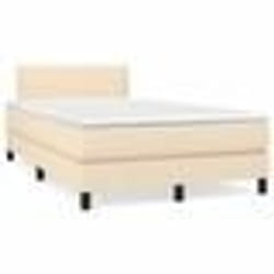 vidaXL Sommier à lattes de lit matelas et LED crème 120x190 cm tissu - 120 x 190 cm