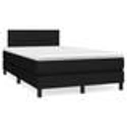 vidaXL Sommier à lattes de lit matelas et LED noir 120x190 cm tissu - 120 x 190 cm