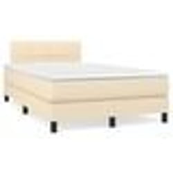 vidaXL Sommier à lattes de lit matelas et LED crème 120x190 cm tissu - 120 x 190 cm