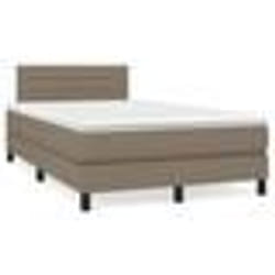 vidaXL Sommier à lattes de lit matelas et LED taupe 120x190 cm tissu - 120 x 190 cm