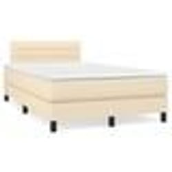 vidaXL Sommier à lattes de lit matelas et LED crème 120x190 cm tissu - 120 x 190 cm