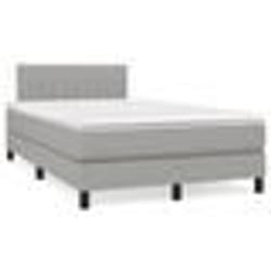 vidaXL Sommier à lattes de lit matelas LED gris clair 120x190 cm tissu - 120 x 190 cm