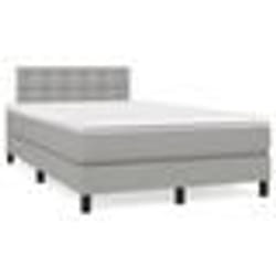 vidaXL Sommier à lattes de lit matelas LED gris clair 120x190 cm tissu - 120 x 190 cm