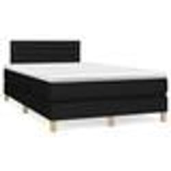vidaXL Sommier à lattes de lit matelas et LED noir 120x190 cm tissu - 120 x 190 cm