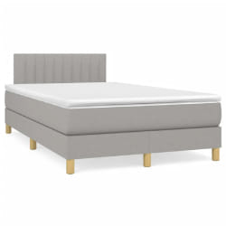 vidaXL Sommier à lattes de lit matelas LED gris clair 120x190 cm tissu