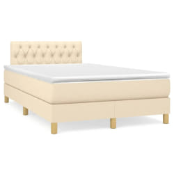 vidaXL Sommier à lattes de lit matelas et LED crème 120x190 cm tissu