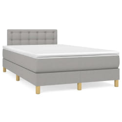 vidaXL Sommier à lattes de lit matelas LED gris clair 120x190 cm tissu