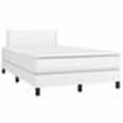 vidaXL Sommier à lattes de lit matelas LED blanc 120x190 cm similicuir - 120 x 190 cm