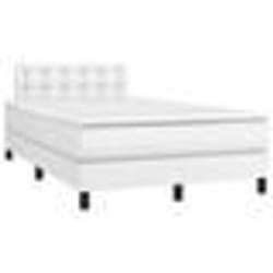 vidaXL Sommier à lattes de lit matelas LED blanc 120x190 cm similicuir - 120 x 190 cm