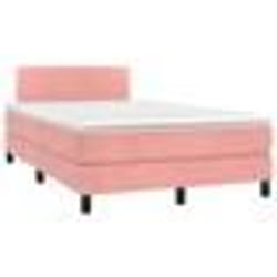 vidaXL Sommier à lattes de lit et matelas LED rose 120x190 cm velours - 120 x 190 cm