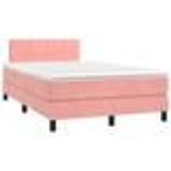vidaXL Sommier à lattes de lit et matelas LED rose 120x190 cm velours - 120 x 190 cm