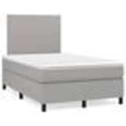 vidaXL Sommier à lattes de lit matelas LED gris clair 120x190 cm tissu - 120 x 190 cm