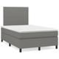 vidaXL Sommier à lattes de lit matelas LED gris foncé 120x190 cm tissu - 120 x 190 cm