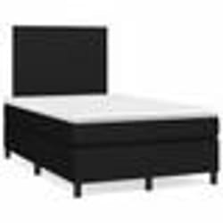 vidaXL Sommier à lattes de lit matelas et LED noir 120x190 cm tissu - 120 x 190 cm