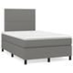 vidaXL Sommier à lattes de lit matelas LED gris foncé 120x190 cm tissu - 120 x 190 cm