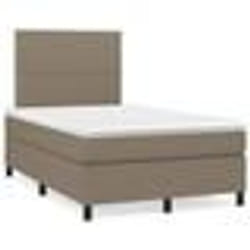 vidaXL Sommier à lattes de lit matelas et LED taupe 120x190 cm tissu - 120 x 190 cm