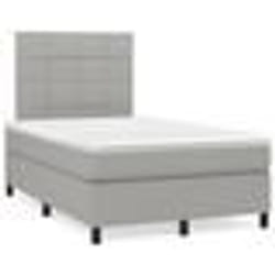 vidaXL Sommier à lattes de lit matelas LED gris clair 120x190 cm tissu - 120 x 190 cm