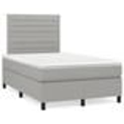 vidaXL Sommier à lattes de lit matelas LED gris clair 120x190 cm tissu - 120 x 190 cm