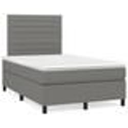 vidaXL Sommier à lattes de lit matelas LED gris foncé 120x190 cm tissu - 120 x 190 cm
