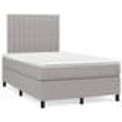 vidaXL Sommier à lattes de lit matelas LED gris clair 120x190 cm tissu - 120 x 190 cm