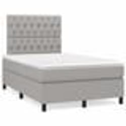 vidaXL Sommier à lattes de lit matelas LED gris clair 120x190 cm tissu - 120 x 190 cm