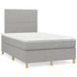 vidaXL Sommier à lattes de lit matelas LED gris clair 120x190 cm tissu - 120 x 190 cm
