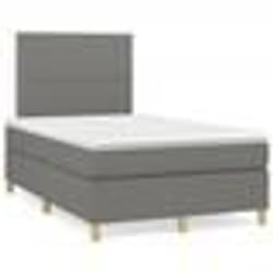 vidaXL Sommier à lattes de lit matelas LED gris foncé 120x190 cm tissu - 120 x 190 cm
