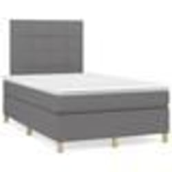 vidaXL Sommier à lattes de lit matelas LED gris foncé 120x190 cm tissu - 120 x 190 cm
