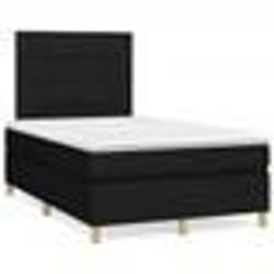vidaXL Sommier à lattes de lit matelas et LED noir 120x190 cm tissu - 120 x 190 cm