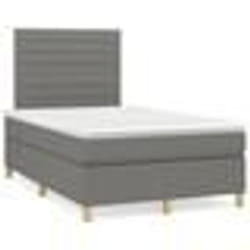 vidaXL Sommier à lattes de lit matelas LED gris foncé 120x190 cm tissu - 120 x 190 cm