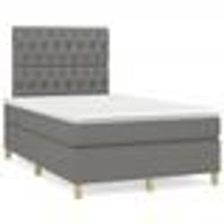vidaXL Sommier à lattes de lit matelas LED gris foncé 120x190 cm tissu - 120 x 190 cm