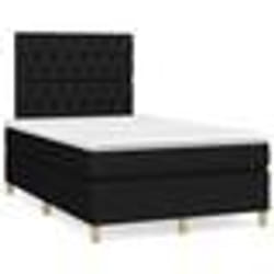 vidaXL Sommier à lattes de lit matelas et LED noir 120x190 cm tissu - 120 x 190 cm