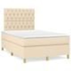 vidaXL Sommier à lattes de lit matelas et LED crème 120x190 cm tissu - 120 x 190 cm